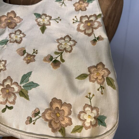 KIMBERLY ALAN Embroidered Floral Vintage 80s Purse Hobo Handbag 100% Silk - Picture 4 of 15